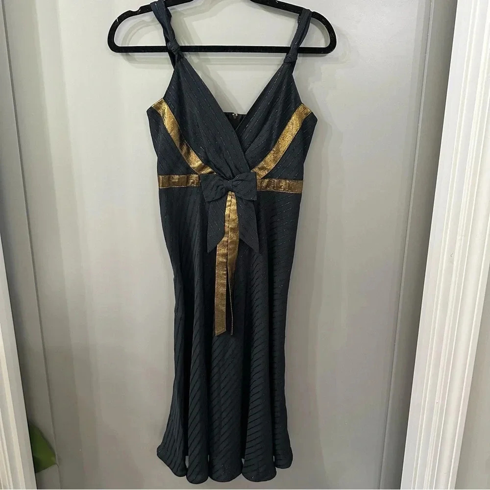 Marc Jacobs Metallic Bow Dress Black Cocktail Dress